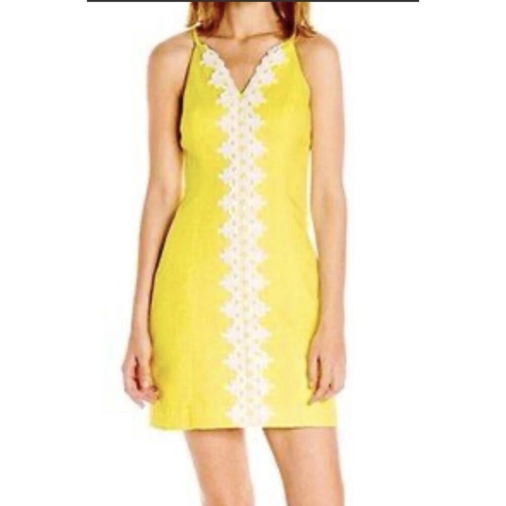 Lilly Pulitzer Pearl Sweet Tarty Yellow White Lace Shift Dress Size 6 - Picture 2 of 13